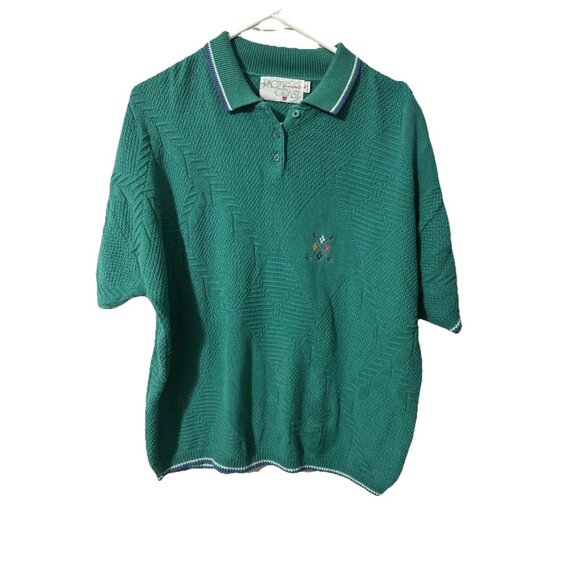 Pacific Coast Ladies Golfwear Green Short Sleeve Sweater Size XL USA - Picture 2 of 6